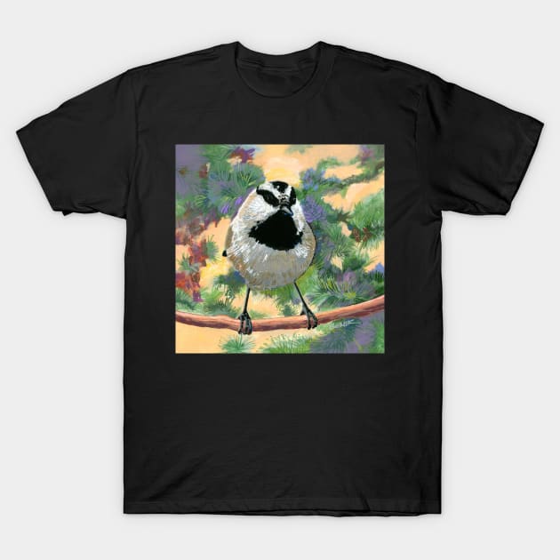 Mountain Chickadee Bird T-Shirt by NoCoBirds